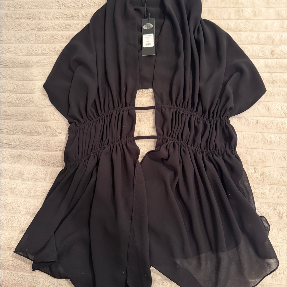 Fashion Nova Black Ruched Blouse
